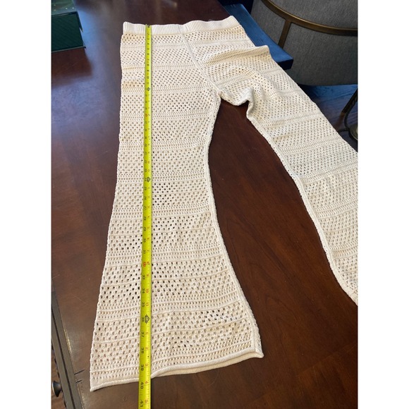 NWT Sincerely Jules Sweater Hoodie & Flare Pants Crochet Set Women's XL Beige - Picture 8 of 8